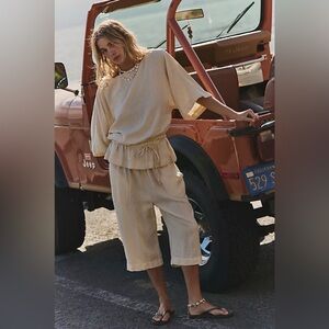 Free People Sylvie Linen Capri Set -S/XS NWT